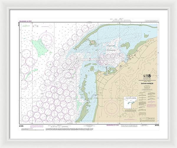 Nautical Chart-81076 Commonwealth-the Northern Mariana Islands Saipan Harbor - Framed Print