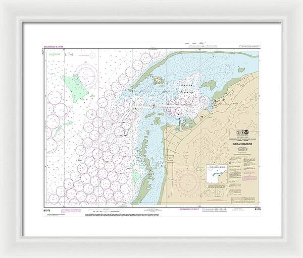 Nautical Chart-81076 Commonwealth-the Northern Mariana Islands Saipan Harbor - Framed Print