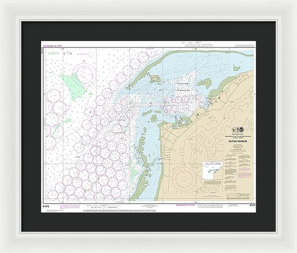 Nautical Chart-81076 Commonwealth-the Northern Mariana Islands Saipan Harbor - Framed Print