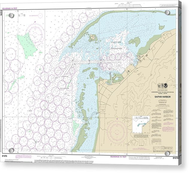 Nautical Chart-81076 Commonwealth-the Northern Mariana Islands Saipan Harbor - Acrylic Print