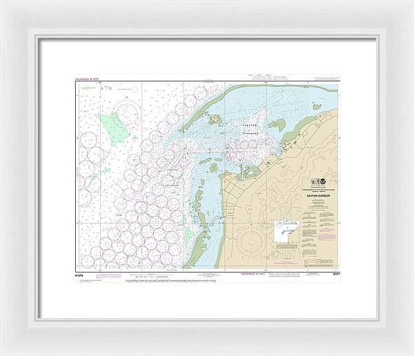 Nautical Chart-81076 Commonwealth-the Northern Mariana Islands Saipan Harbor - Framed Print