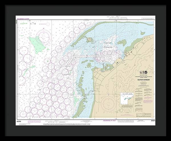 Nautical Chart-81076 Commonwealth-the Northern Mariana Islands Saipan Harbor - Framed Print