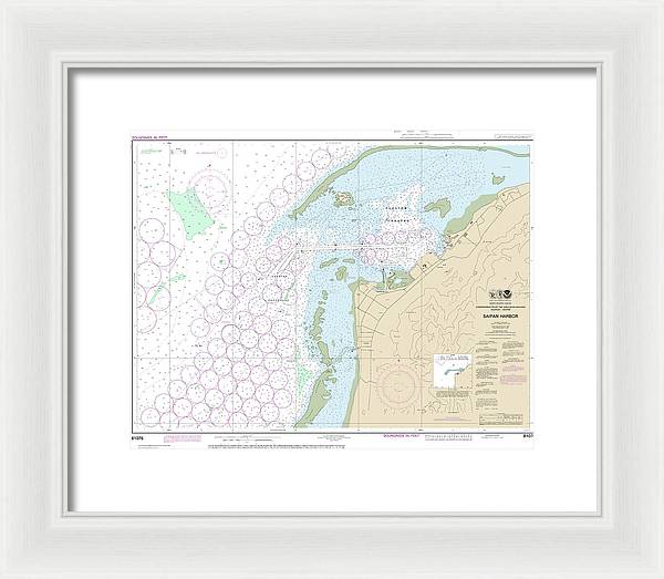 Nautical Chart-81076 Commonwealth-the Northern Mariana Islands Saipan Harbor - Framed Print