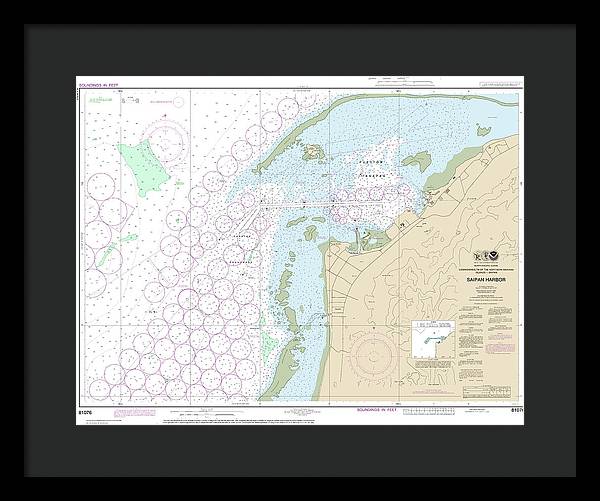 Nautical Chart-81076 Commonwealth-the Northern Mariana Islands Saipan Harbor - Framed Print