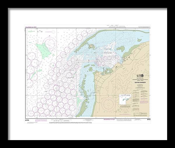 Nautical Chart-81076 Commonwealth-the Northern Mariana Islands Saipan Harbor - Framed Print