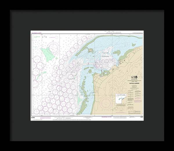 Nautical Chart-81076 Commonwealth-the Northern Mariana Islands Saipan Harbor - Framed Print