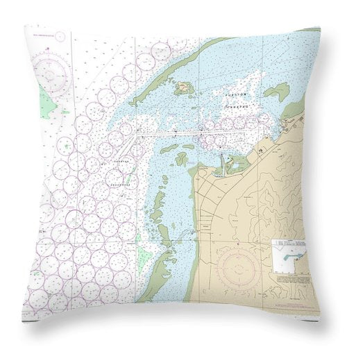 Nautical Chart-81076 Commonwealth-the Northern Mariana Islands Saipan Harbor - Throw Pillow