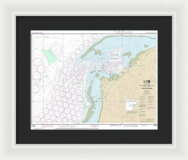 Nautical Chart-81076 Commonwealth-the Northern Mariana Islands Saipan Harbor - Framed Print