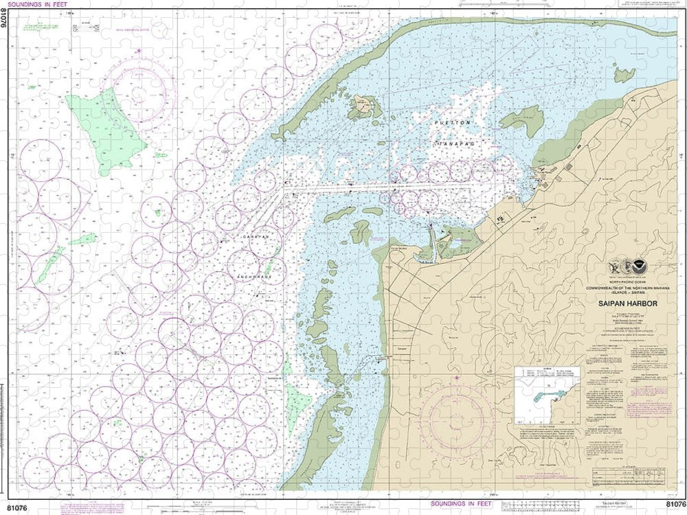 Nautical Chart 81076 Commonwealth The Northern Mariana Islands Saipan Harbor Puzzle