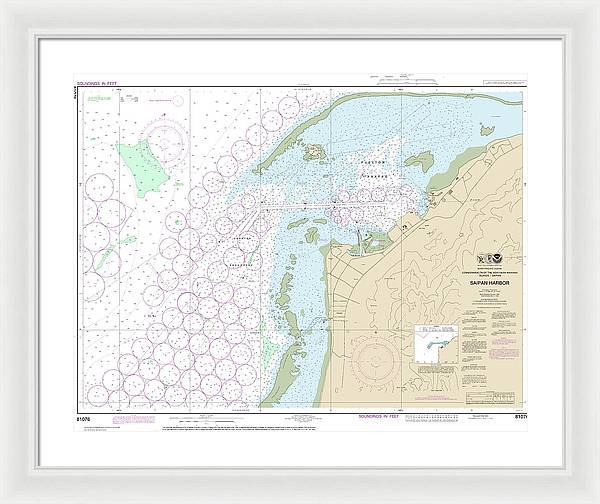 Nautical Chart-81076 Commonwealth-the Northern Mariana Islands Saipan Harbor - Framed Print