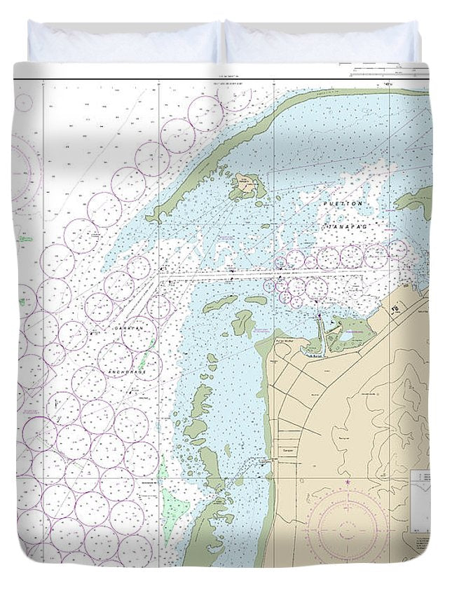 Nautical Chart-81076 Commonwealth-the Northern Mariana Islands Saipan Harbor - Duvet Cover