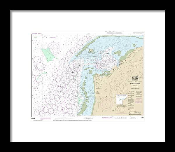 Nautical Chart-81076 Commonwealth-the Northern Mariana Islands Saipan Harbor - Framed Print