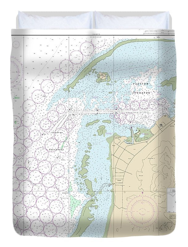 Nautical Chart-81076 Commonwealth-the Northern Mariana Islands Saipan Harbor - Duvet Cover