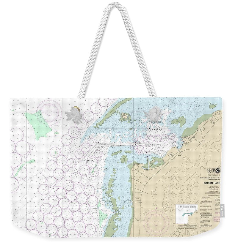 Nautical Chart-81076 Commonwealth-the Northern Mariana Islands Saipan Harbor - Weekender Tote Bag