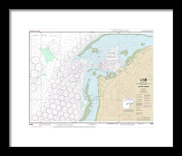 Nautical Chart-81076 Commonwealth-the Northern Mariana Islands Saipan Harbor - Framed Print