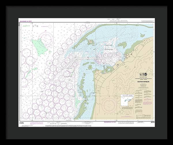 Nautical Chart-81076 Commonwealth-the Northern Mariana Islands Saipan Harbor - Framed Print