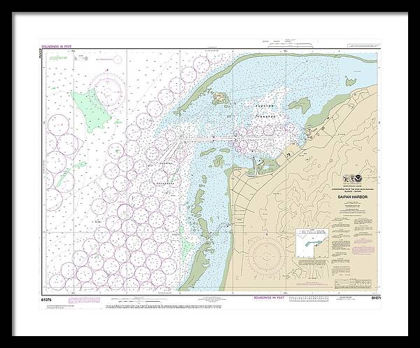 Nautical Chart-81076 Commonwealth-the Northern Mariana Islands Saipan Harbor - Framed Print