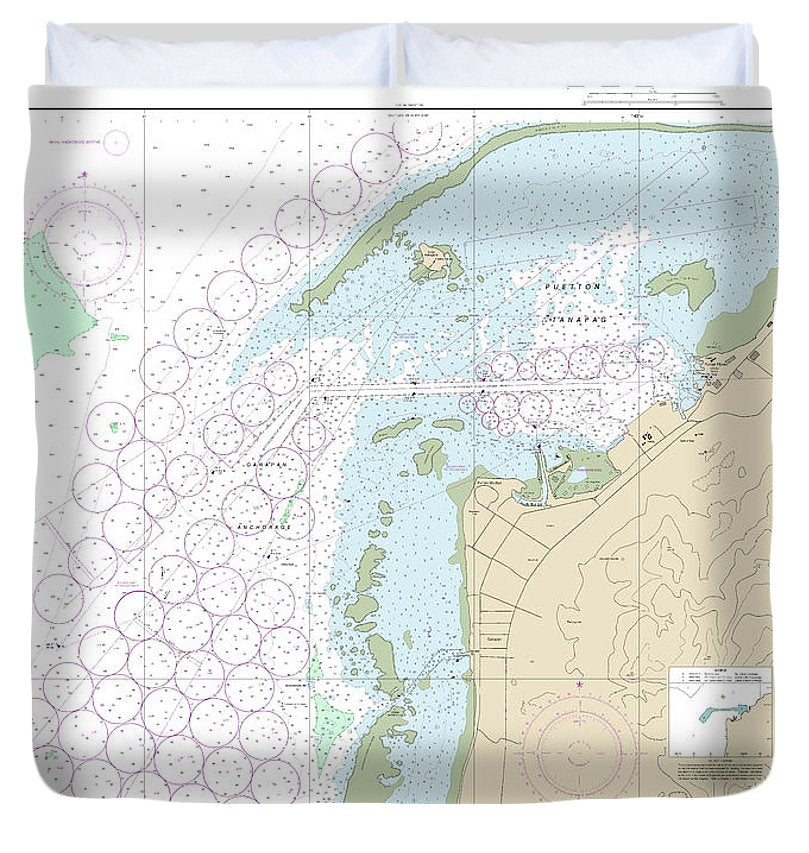 Nautical Chart 81076 Commonwealth The Northern Mariana Islands Saipan Harbor Duvet Cover