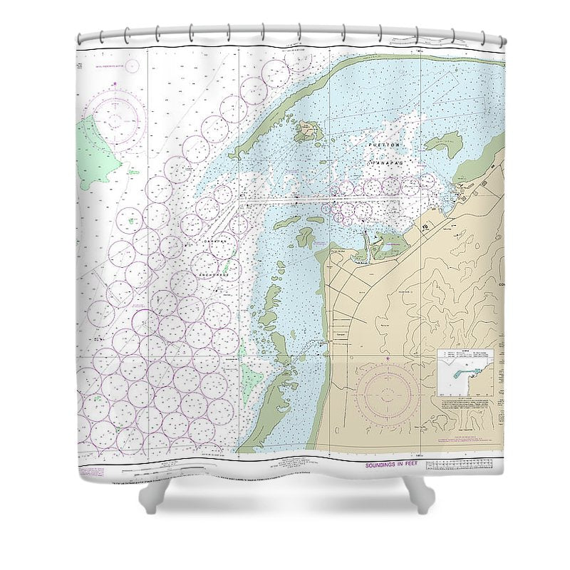 Nautical Chart 81076 Commonwealth The Northern Mariana Islands Saipan Harbor Shower Curtain