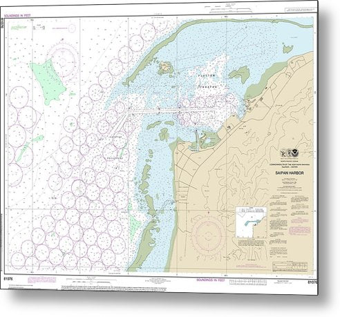 A beuatiful Metal Print of the Nautical Chart-81076 Commonwealth-The Northern Mariana Islands Saipan Harbor - Metal Print by SeaKoast.  100% Guarenteed!