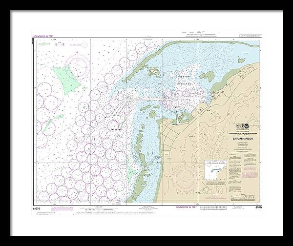 Nautical Chart-81076 Commonwealth-the Northern Mariana Islands Saipan Harbor - Framed Print