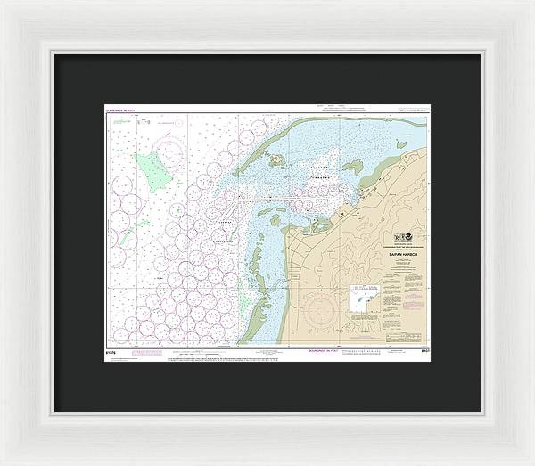 Nautical Chart-81076 Commonwealth-the Northern Mariana Islands Saipan Harbor - Framed Print