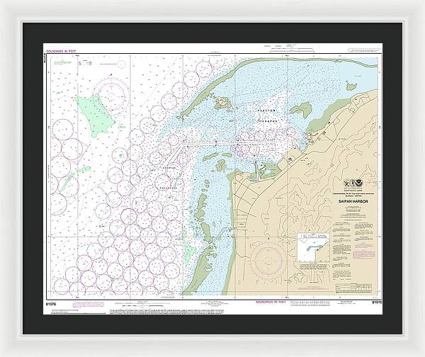 Nautical Chart-81076 Commonwealth-the Northern Mariana Islands Saipan Harbor - Framed Print