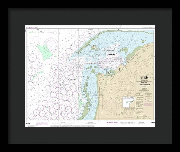 Nautical Chart-81076 Commonwealth-the Northern Mariana Islands Saipan Harbor - Framed Print