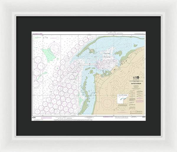 Nautical Chart-81076 Commonwealth-the Northern Mariana Islands Saipan Harbor - Framed Print