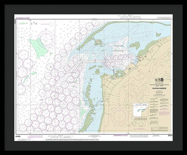 Nautical Chart-81076 Commonwealth-the Northern Mariana Islands Saipan Harbor - Framed Print