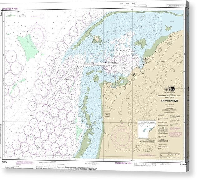 Nautical Chart-81076 Commonwealth-The Northern Mariana Islands Saipan Harbor  Acrylic Print