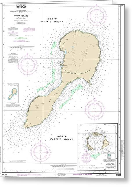 Nautical Chart-81092 Commonwealth-the Northern Mariana Islands - Greeting Card