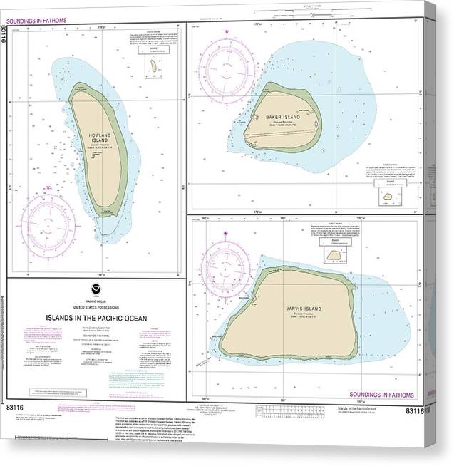 Nautical Chart-83116 Islands In The Pacific Ocean-Jarvis, Bake-Howland Islands Canvas Print