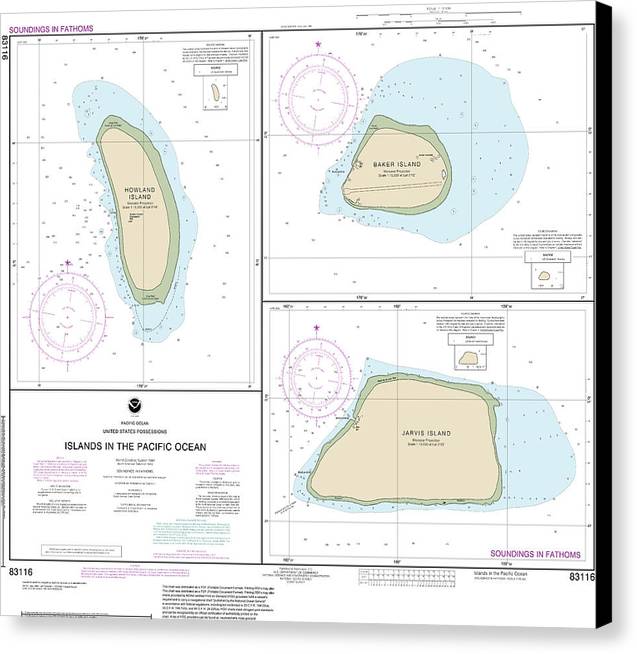 Nautical Chart-83116 Islands In The Pacific Ocean-jarvis, Bake-howland Islands - Canvas Print