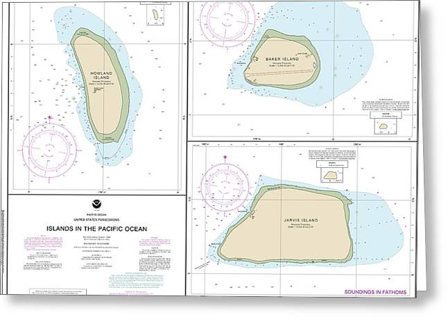 Nautical Chart-83116 Islands In The Pacific Ocean-jarvis, Bake-howland Islands - Greeting Card