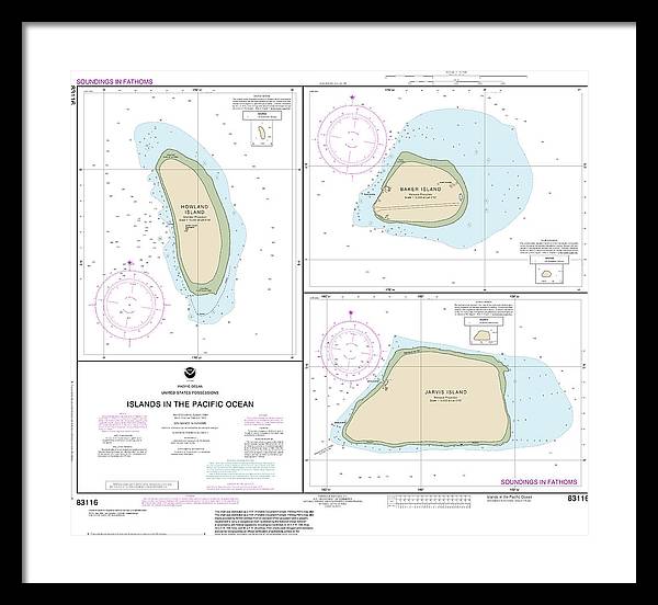 Nautical Chart-83116 Islands In The Pacific Ocean-jarvis, Bake-howland Islands - Framed Print