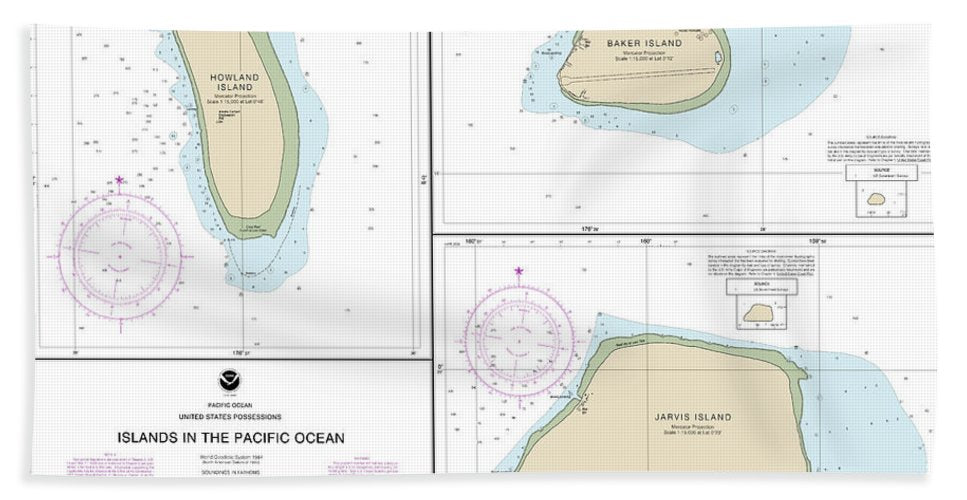 Nautical Chart 83116 Islands In The Pacific Ocean Jarvis, Bake Howland Islands Bath Towel