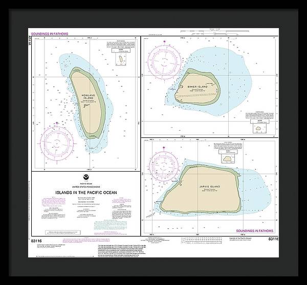 Nautical Chart-83116 Islands In The Pacific Ocean-jarvis, Bake-howland Islands - Framed Print