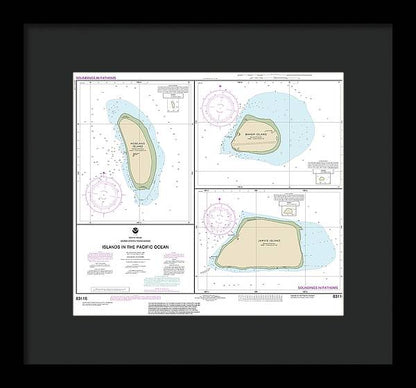 Nautical Chart-83116 Islands In The Pacific Ocean-Jarvis, Bake-Howland Islands - Framed Print  10" x 9"  Framed Nautical Chart Print by SeaKoast.