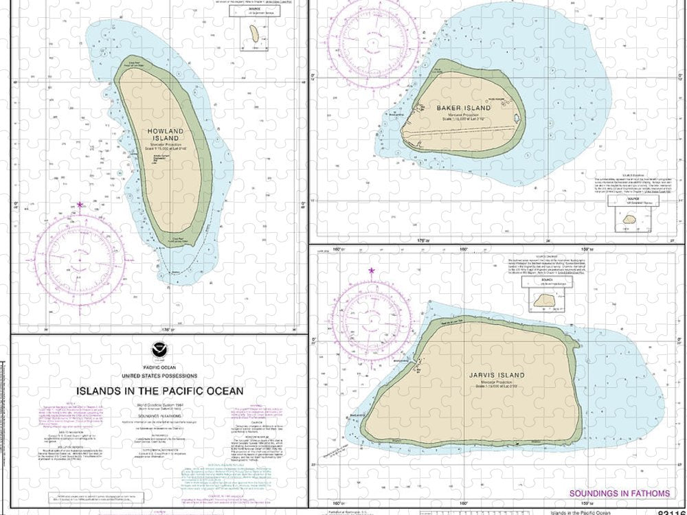 Nautical Chart 83116 Islands In The Pacific Ocean Jarvis, Bake Howland Islands Puzzle