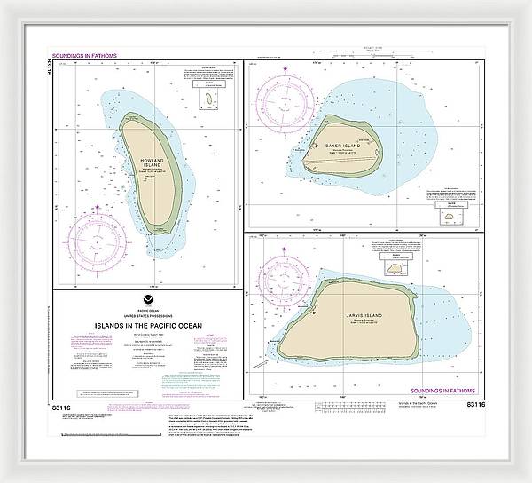 Nautical Chart-83116 Islands In The Pacific Ocean-jarvis, Bake-howland Islands - Framed Print