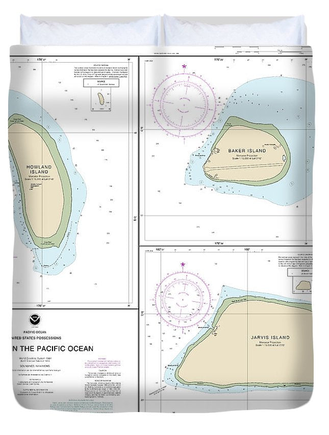 Nautical Chart-83116 Islands In The Pacific Ocean-jarvis, Bake-howland Islands - Duvet Cover