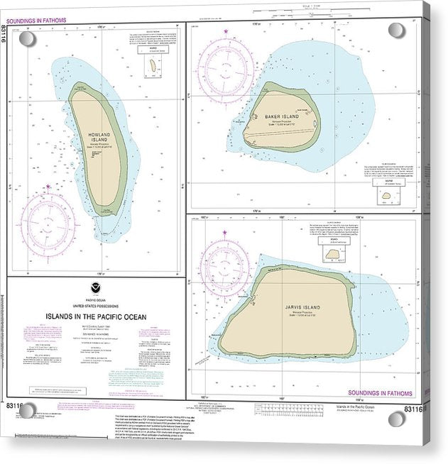 Nautical Chart-83116 Islands In The Pacific Ocean-jarvis, Bake-howland Islands - Acrylic Print