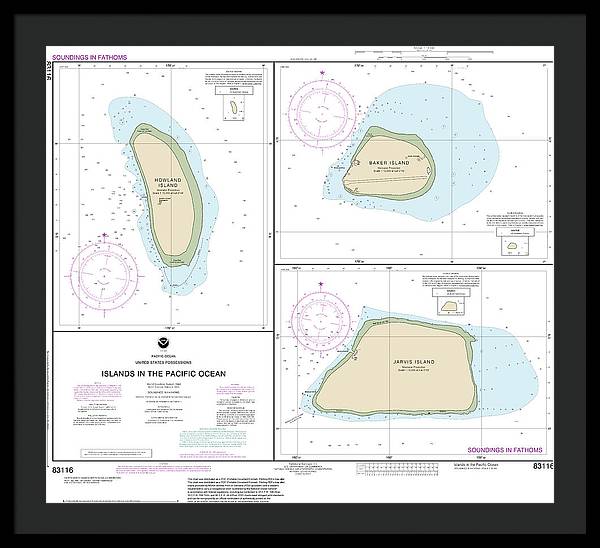 Nautical Chart-83116 Islands In The Pacific Ocean-jarvis, Bake-howland Islands - Framed Print