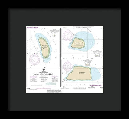 Nautical Chart-83116 Islands In The Pacific Ocean-Jarvis, Bake-Howland Islands - Framed Print  8" x 7"  Framed Nautical Chart Print by SeaKoast.
