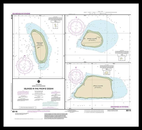 Nautical Chart-83116 Islands In The Pacific Ocean-jarvis, Bake-howland Islands - Framed Print