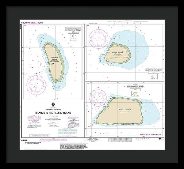 Nautical Chart-83116 Islands In The Pacific Ocean-jarvis, Bake-howland Islands - Framed Print