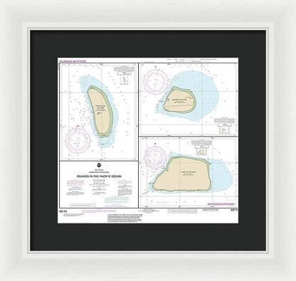 Nautical Chart-83116 Islands In The Pacific Ocean-Jarvis, Bake-Howland Islands - Framed Print  12" x 11"  Framed Nautical Chart Print by SeaKoast.