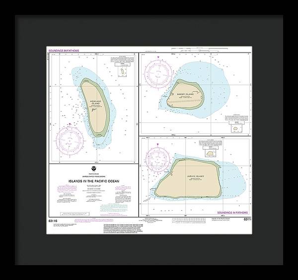 Nautical Chart-83116 Islands In The Pacific Ocean-jarvis, Bake-howland Islands - Framed Print