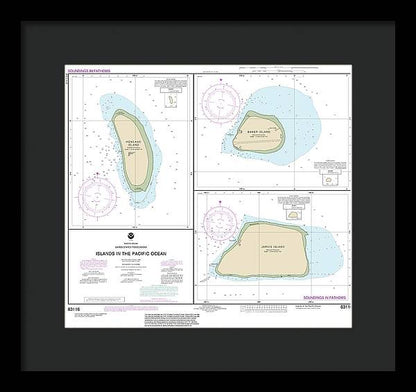 Nautical Chart-83116 Islands In The Pacific Ocean-Jarvis, Bake-Howland Islands - Framed Print  12" x 11"  Framed Nautical Chart Print by SeaKoast.
